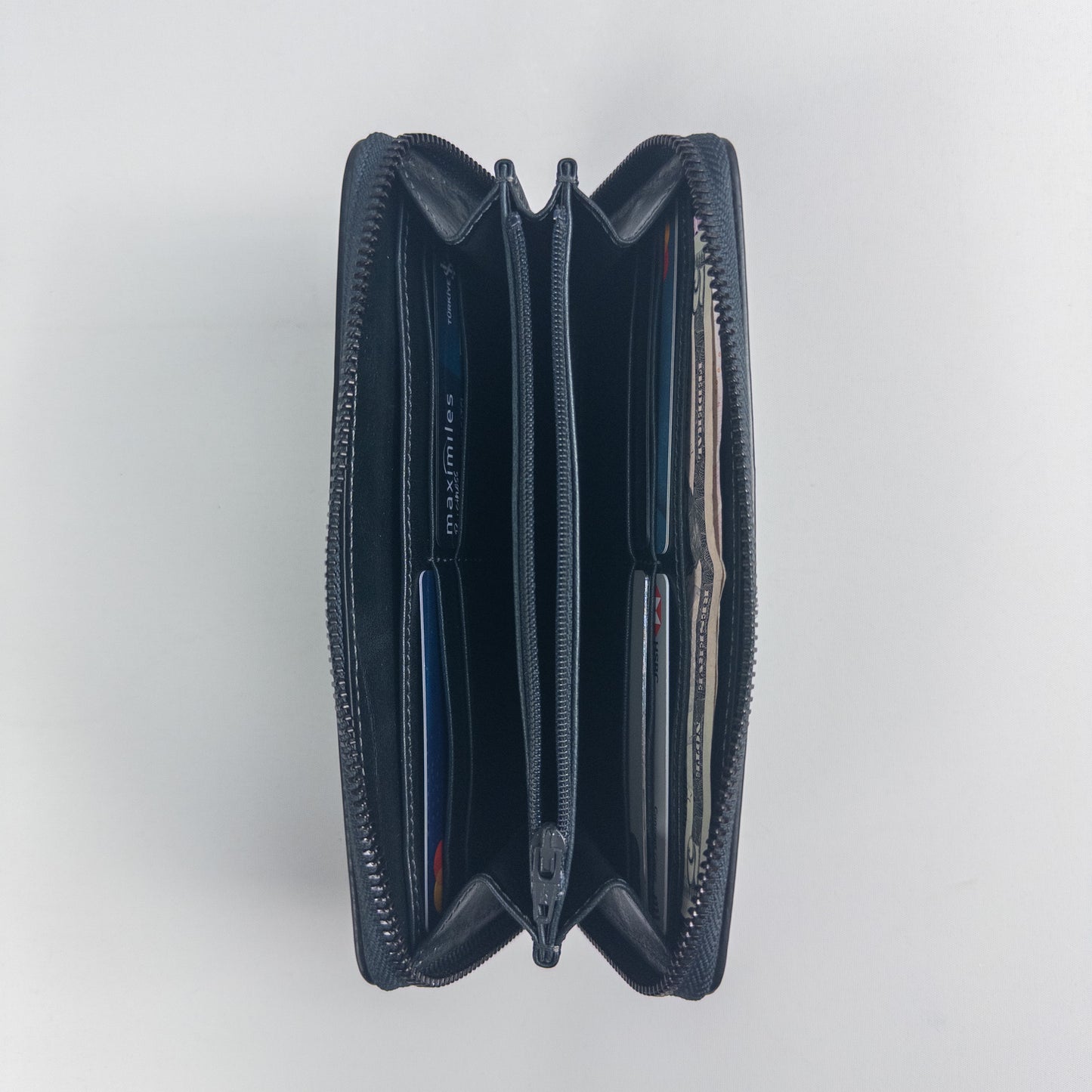 Women's Leather Zipper Handbag - Petroleum