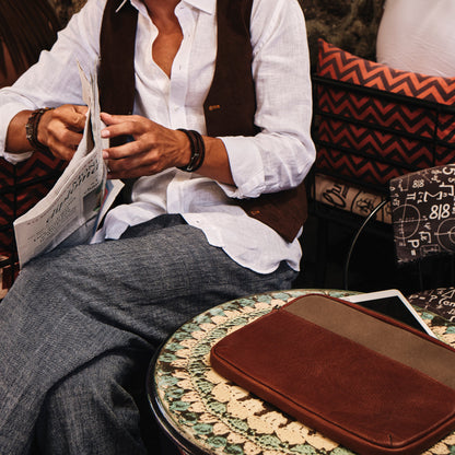Leather & Canvas MacBook Sleeve 16'' - Tan / Khaki