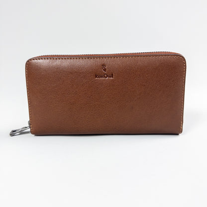 Leather Zippered Women's Handbag - Tan