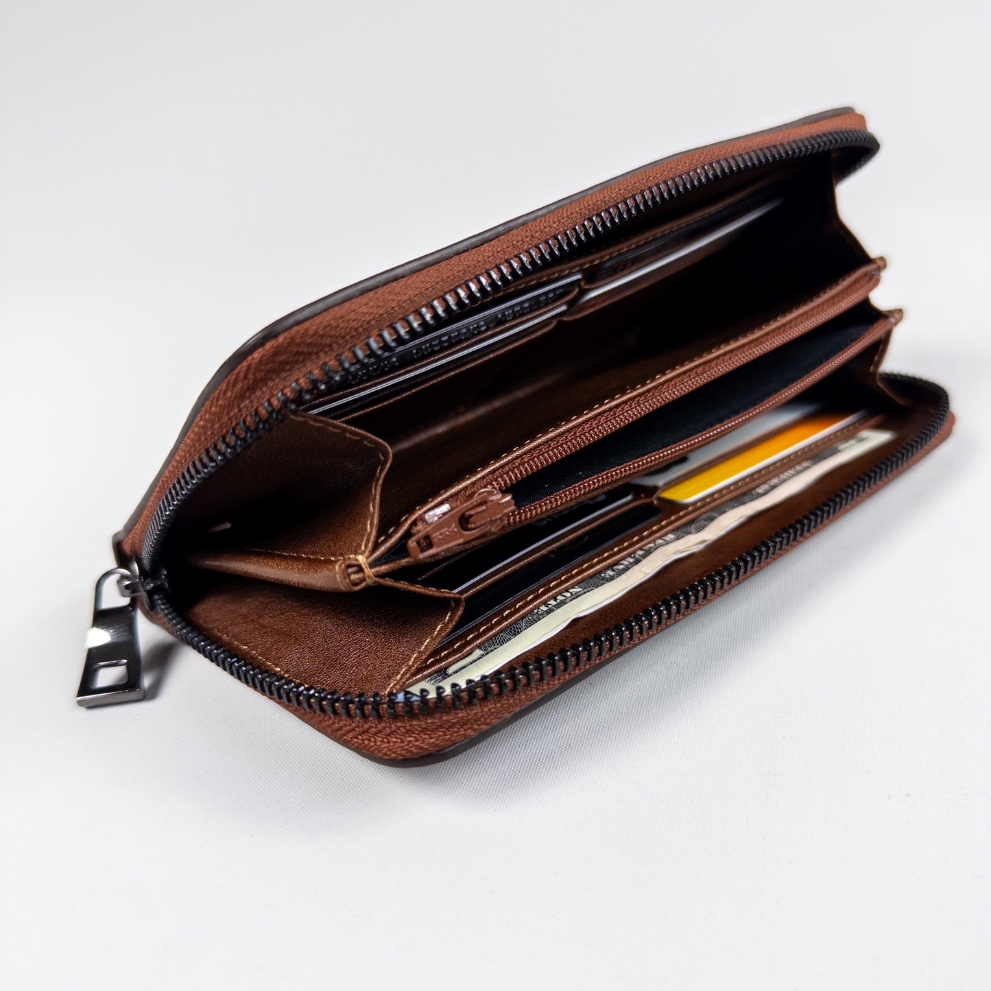 Leather Zippered Women's Handbag - Tan