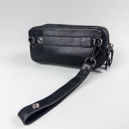Barney | Three-Zip Leather Handbag - Black
