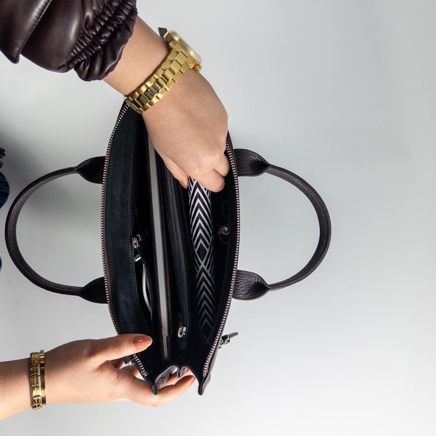 Flotter Leather Briefcase - Coffee