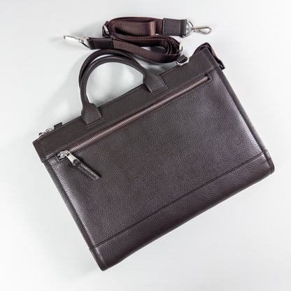 Flotter Leather Briefcase - Coffee