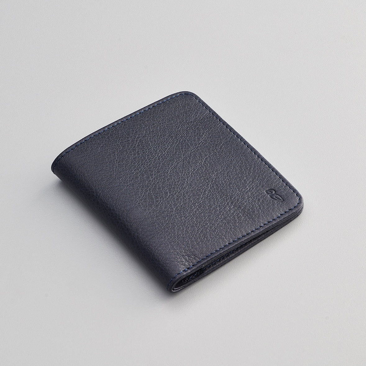 Classic Leather Bifold Wallet Navy Blue