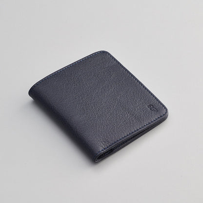 Classic Leather Bifold Wallet Navy Blue