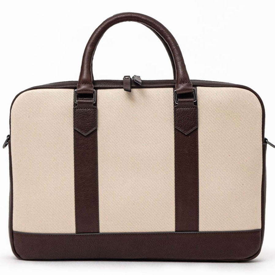 ELEGANT - Coffee | Leather & Canvas Laptop / Briefcase