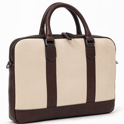 ELEGANT - Coffee | Leather & Canvas Laptop / Briefcase