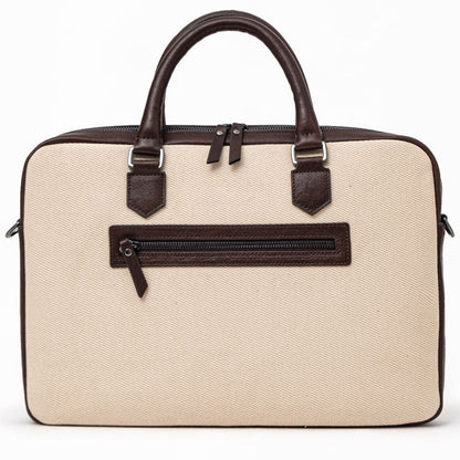 ELEGANT - Coffee | Leather & Canvas Laptop / Briefcase