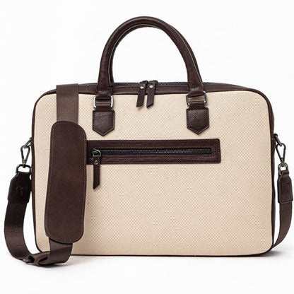 ELEGANT - Coffee | Leather & Canvas Laptop / Briefcase