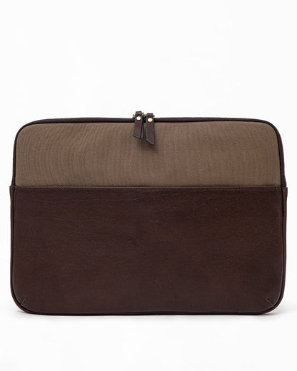 Leather & Canvas MacBook Sleeve 16'' - Coffee / Khaki