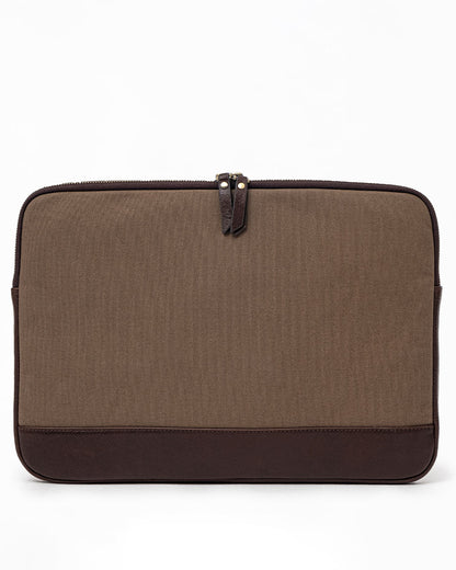Leather & Canvas MacBook Sleeve 16'' - Coffee / Khaki