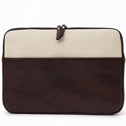Lucky - Coffee / Cream | Leather & Canvas Clutch Bag