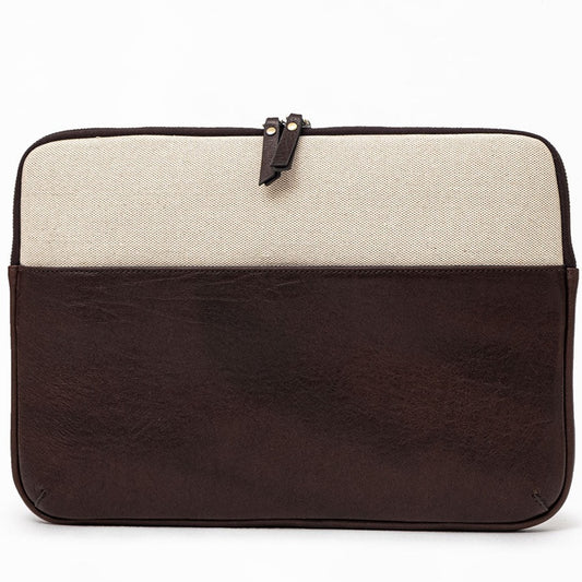 Lucky - Coffee / Cream | Leather & Canvas Clutch Bag