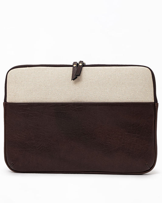 Leather & Canvas MacBook Sleeve 16'' - Coffee / Cream