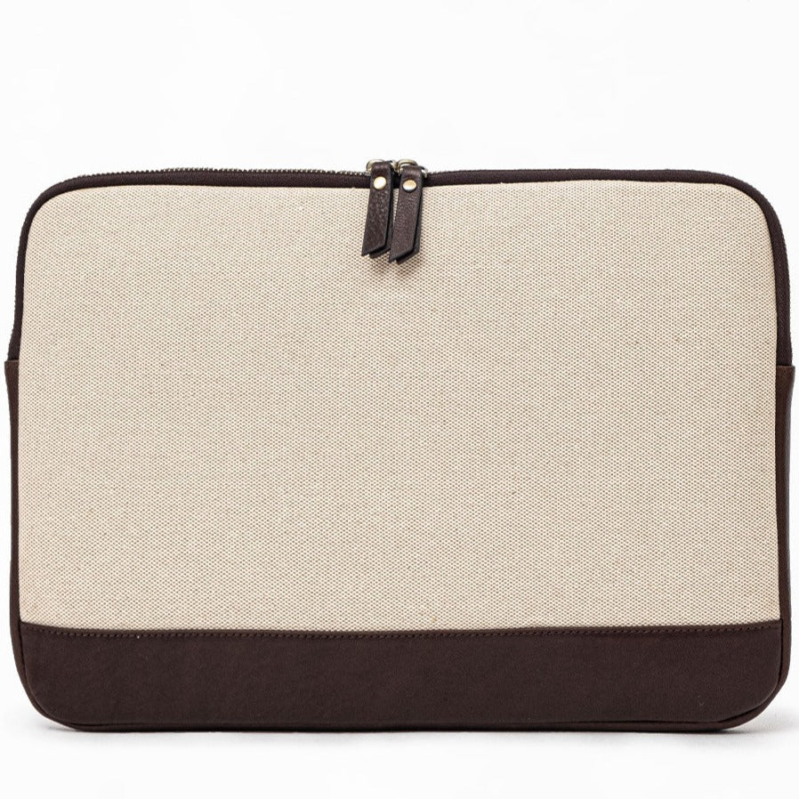 Lucky - Coffee / Cream | Leather & Canvas Clutch Bag