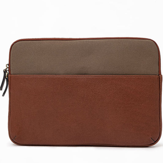 Leather & Canvas MacBook Sleeve 16'' - Tan / Khaki