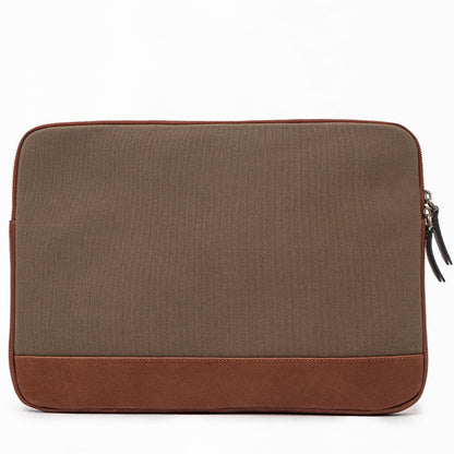 Lucky - Tan / Khaki | Leather & Canvas Clutch Handbag