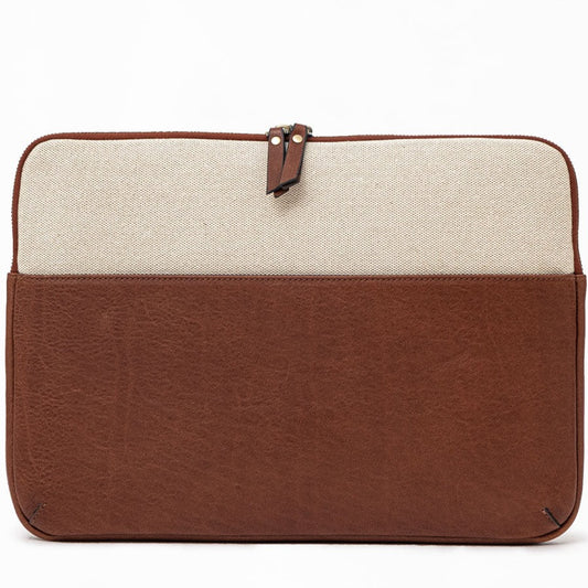 Lucky - Taupe / Cream | Leather & Canvas Clutch Handbag