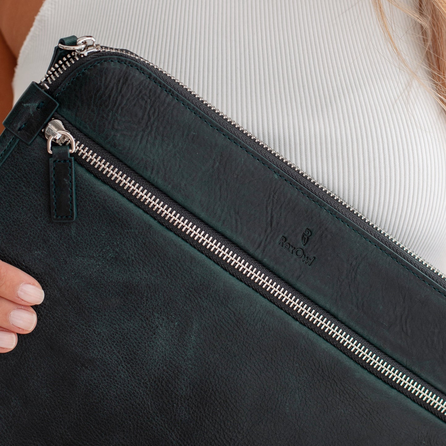 MacBook Bag - Leather Case Petrol Green
