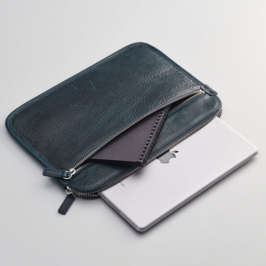 iPad Bag - Leather Case Petrol Green