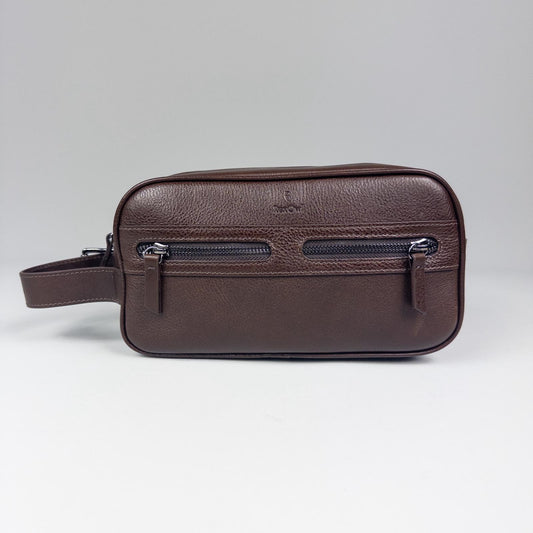 Portfolio Leather Clutch Bag - Coffee