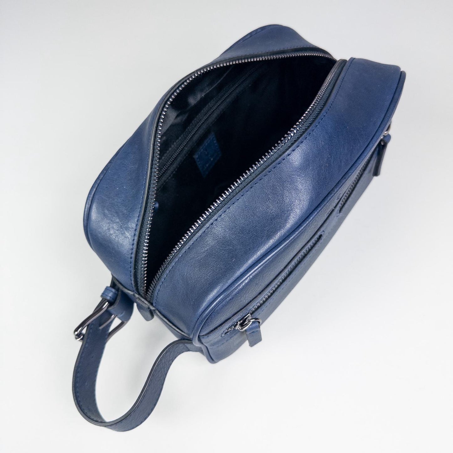 Portfolio Leather Handbag - Navy Blue
