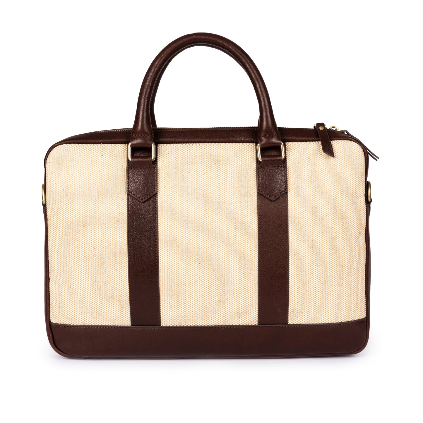 ELEGANT - Coffee | Leather & Linen Laptop / Document Bag