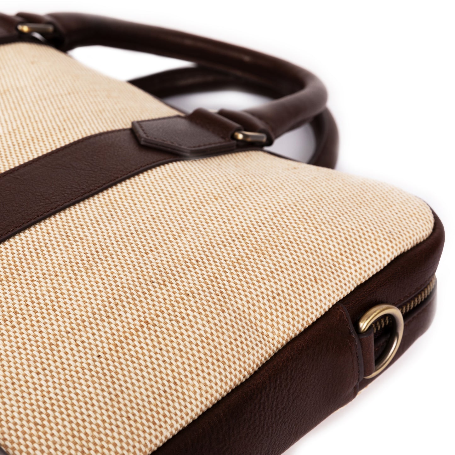ELEGANT - Coffee | Leather & Linen Laptop / Document Bag
