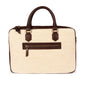 ELEGANT - Coffee | Leather & Linen Laptop / Document Bag