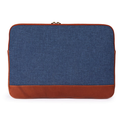 Leather & Canvas MacBook Sleeve 16'' - Tan / Denim Blue