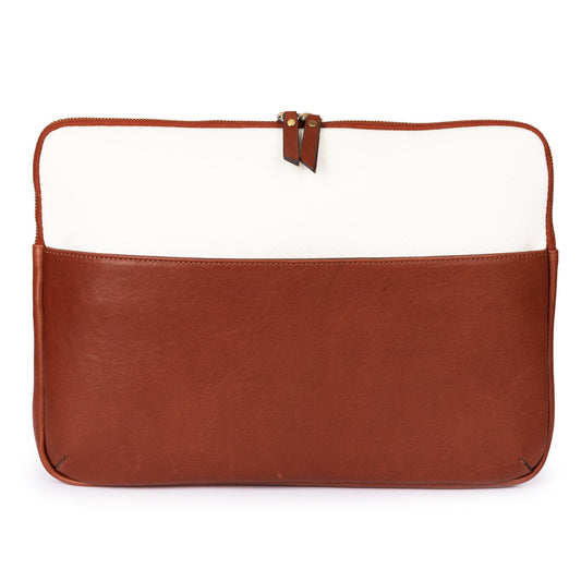 Lucky - Tab / Off-White | Leather & Canvas Clutch Bag