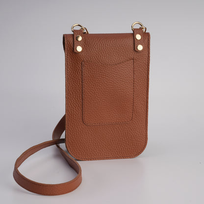 compact leather phone bag for daily use / günlük kullanım için kompakt deri telefon çantası