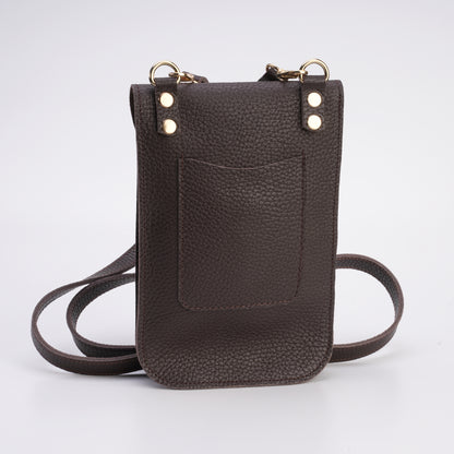 compact leather phone bag for daily use / günlük kullanım için kompakt deri telefon çantası