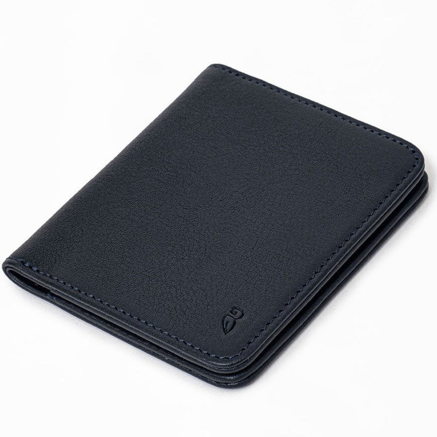 Classic Leather Bifold Wallet Navy Blue