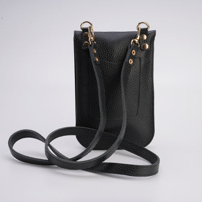 compact leather phone bag for daily use / günlük kullanım için kompakt deri telefon çantası